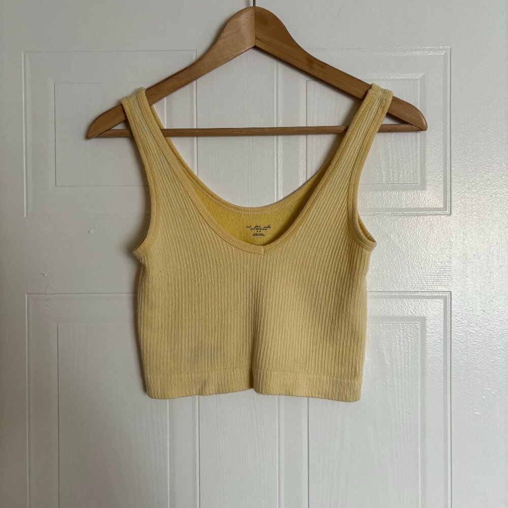 Out From Under Ribbed Pale Yellow Cropped Tank Top